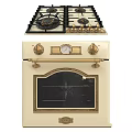 Vintage Red Kitchen Stove With Brass Knobs And Black Burners Design 3d model