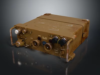 Old Military Radio Transceiver With Rusty Surface Control Knobs And Connection Ports 3d model