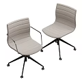 Modern Table and Chair Set With Light Gray Upholstery And Black Metal Rolling Base
