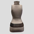 Light Brown Sleeveless Turtleneck Knitted Top With Braided Belt And Buckle