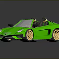 Green Convertible Sports Car with Open Top Design and Gold Rims Modern Sleek Exterior