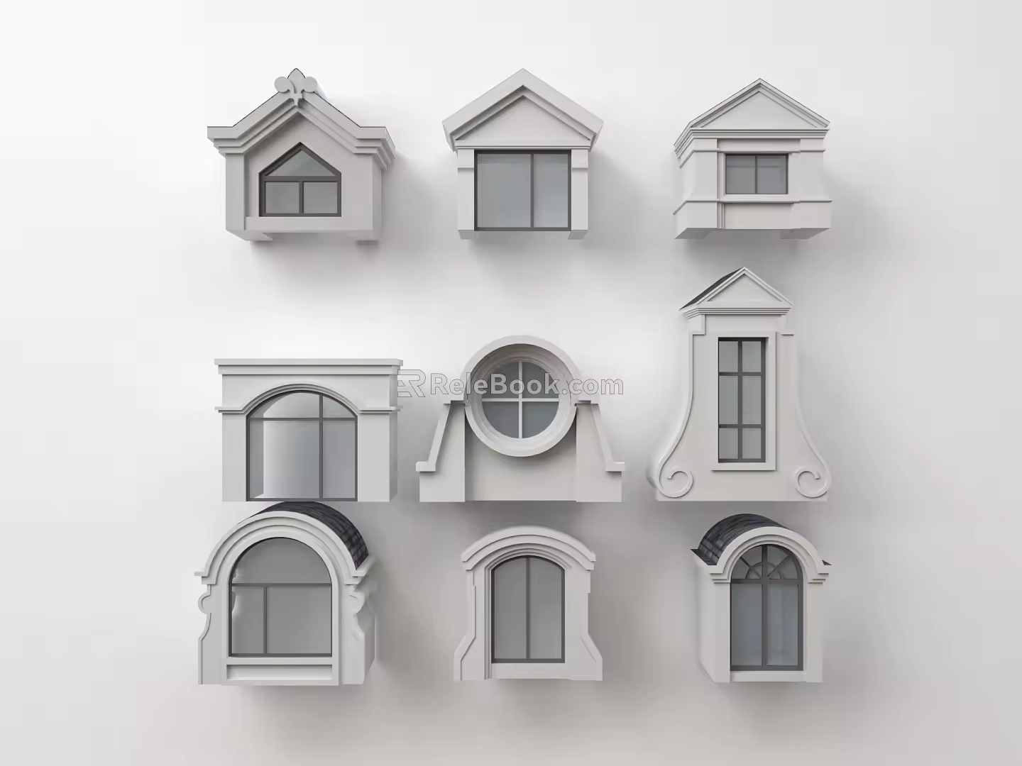 Jane European window combination arched window casement window floor-to-ceiling window arc window 3d model