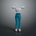 Stylish Women's Outfit With White Off Shoulder Top And Blue Flared Pants