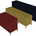 Modern Yellow Console Cabinet and Red Entryway Cabinet with Sleek Surface and Metal Legs