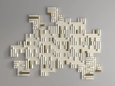 Decorative 3D Geometric Wall Decor With White Brown Modern Panel Design 3d model