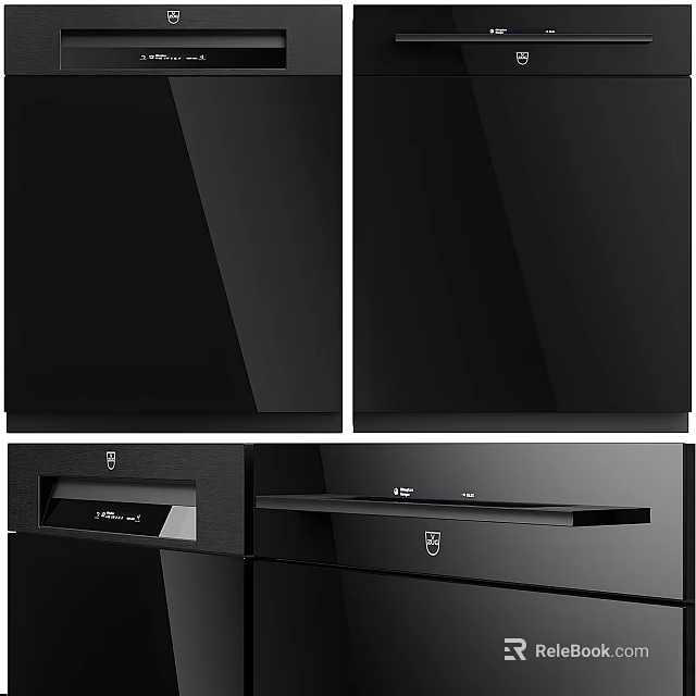 Modern Black Kitchen Appliances Featuring Built in Cabinets And Sleek Drawer Panels 3d model 
