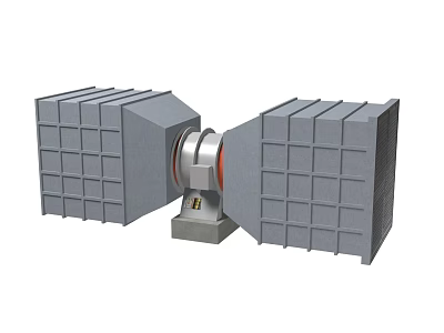 Industrial Equipment With Grey Metal Enclosures And Circular Connecting Module 3d model