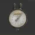 Vintage Pressure Gauge With Metal Casing Dial Pointer And Dual Fittings
