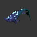 Fantasy Bioluminescent Creature with Purple Body Glowing Blue Spots and Tentacles in Dark Background