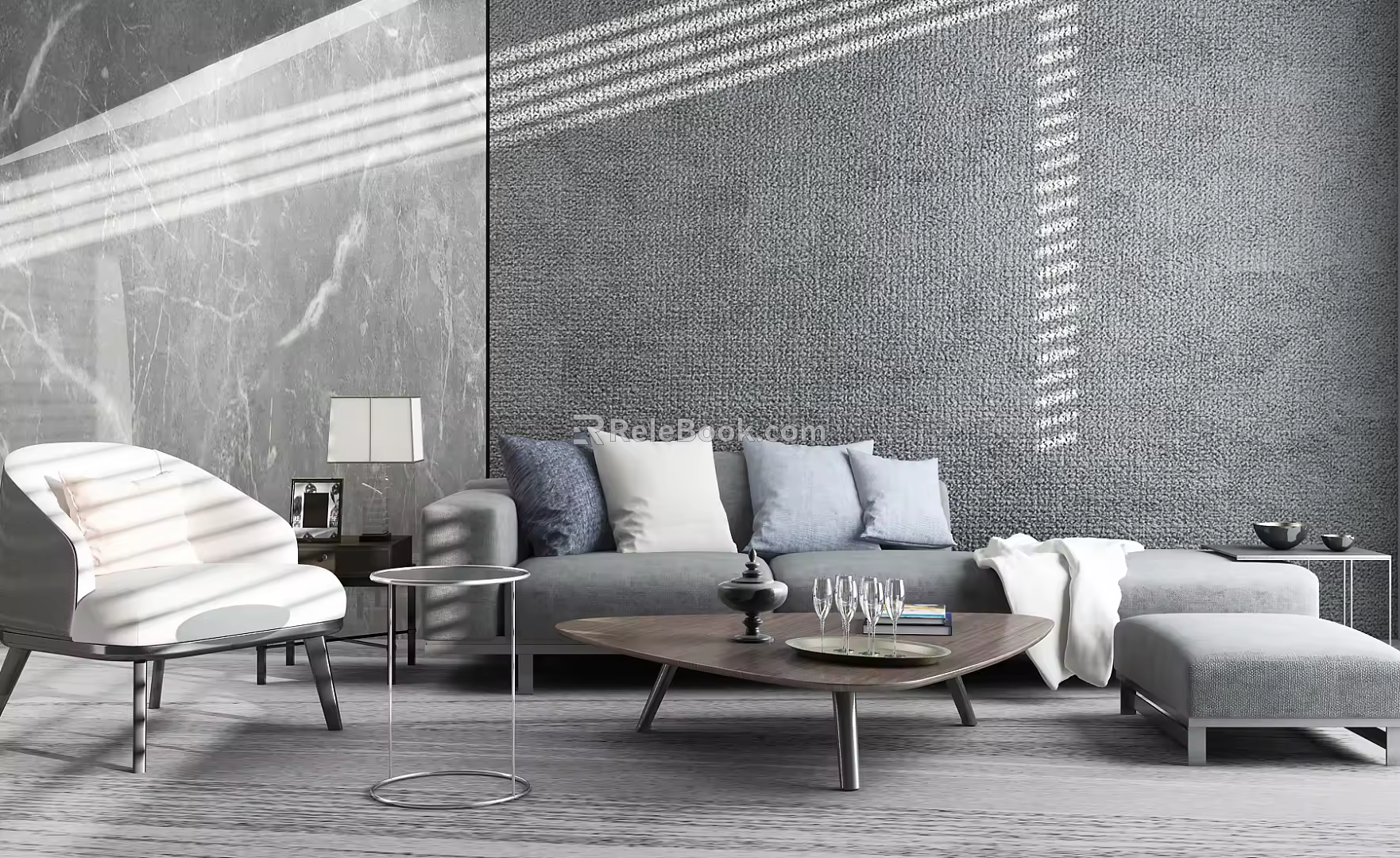 Modern sofa coffee table combination 3d model