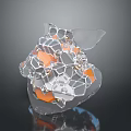 Artistic Modern Abstract Transparent Sculpture With Cracked Structure And Orange Elements 3d model