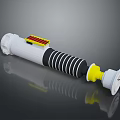 Futuristic Sci Fi Weapon With White Yellow Red Components Black Striped Grip And Yellow Tip