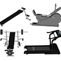 Top Fitness Equipment Collection Including Treadmill Barbell Weight Bench And Rowing Machine
