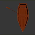 Red Toy Boat With Oar And Animal Design On Shiny Surface