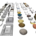 Diverse Modern Washbasin Collection Featuring Various Styles Shapes Colors And Materials 3d model