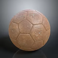 Vintage Brown Worn Football Featuring Hexagonal Pattern On Smooth Black Surface 3d model