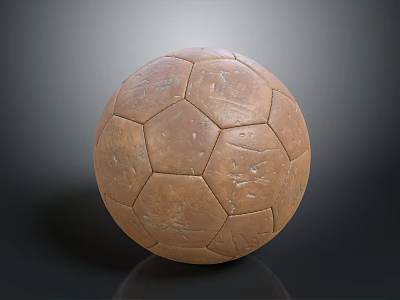 Vintage Brown Worn Football Featuring Hexagonal Pattern On Smooth Black Surface 3d model