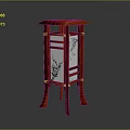 Traditional Chinese Lantern With Red Wooden Frame White Lampshade And Black Patterns