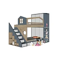 Modern Wooden Bunk Bed With Staircase Storage And Safety Rail For Kids Room
