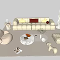 Modern Sofa And Coffee Table Set With Pillows Accent Chairs Rug Floor Lamp And Decor