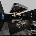 Modern Luxury KTV Lounge Interior With Comfortable Sofas And Stylish Chandeliers 3d model