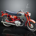Red Classic Motorcycle With Black Seat Chrome Accents Shiny Engine And Sleek Vintage Design