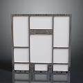 Ornate Square Metal Frame Furniture With White Panels And Decorative Patterns