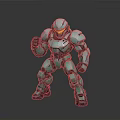 Green Metallic Armored Robot Character With Sci Fi Humanoid Exoskeleton Standing Pose