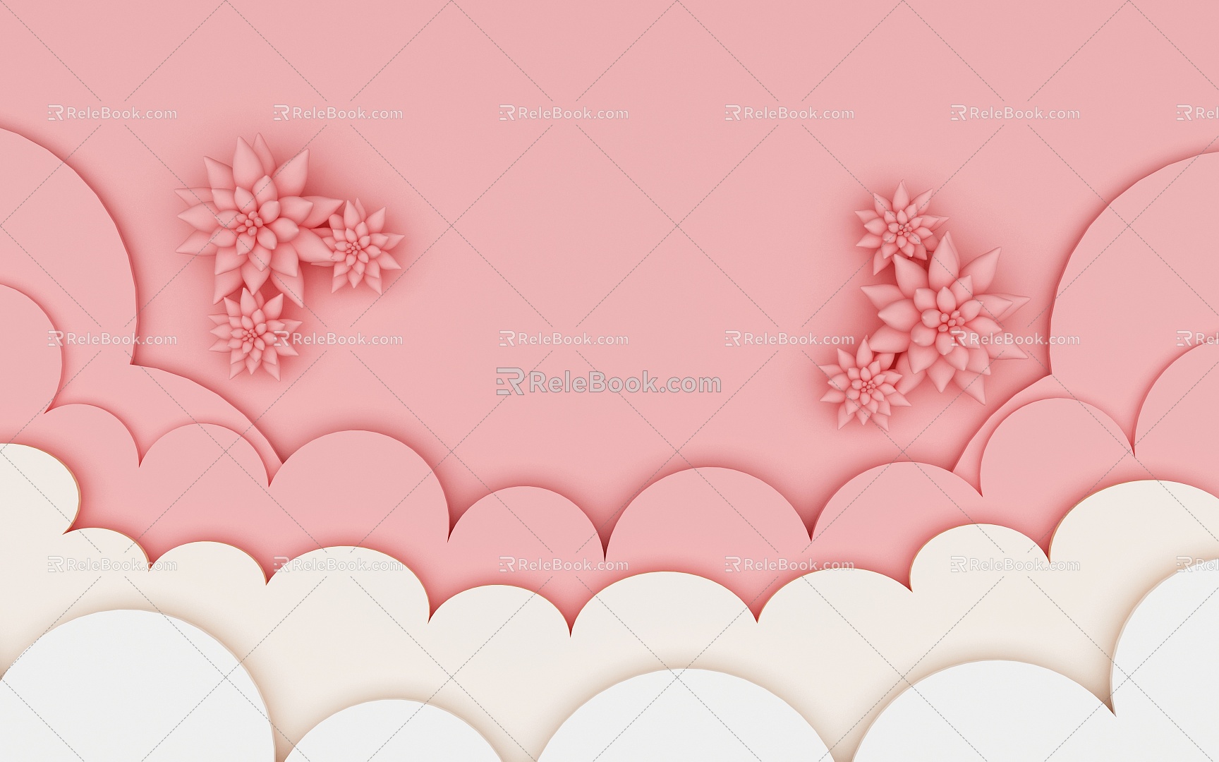 Modern background wall romantic summer flower language 3d model