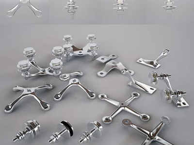 Assorted Shiny Chrome Metal Hardware Parts Including Brackets And Bolts For Industrial Use 3d model