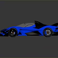Sleek Blue And Black Supercar With Aerodynamic Body And Rear Spoiler
