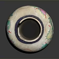 Traditional Handcrafted Ceramic Vase Sculpture with Colorful Floral Carvings and Intricate Patterns
