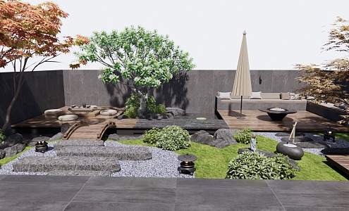 New Chinese Courtyard Landscape 3d model