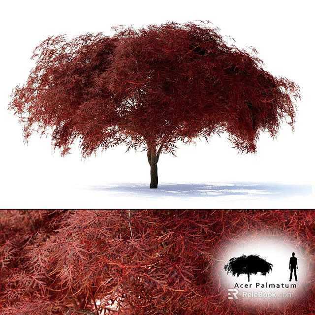 Decorative Red Tree Ornament Decoration Set With Scenic Design And Artificial Foliage 3d model 