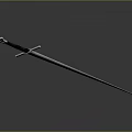 Traditional Medieval Sword With Engraved Blade Black Hilt And Metal Guard On Dark Background