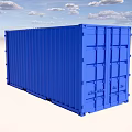 Blue Shipping Container Standing In Open Area With Clear Sky And White Ground 3d model