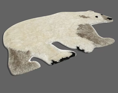 Plush Polar Bear Shaped Rug White And Gray Decorative Kids Room Carpet 3d model