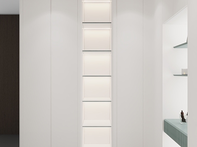 Cream Style Cloakroom Blue Board Clothes Pants Rack Clothes Rack Clothes Rod Rain Listening Glass Door Lamp Core Glass Door Sandwich Panel 3d model