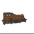 Old Rusty Orange Vintage Locomotive With Classic Metal Body And Details