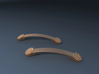 Golden Decorative Furniture Handles With Intricate Pattern Design For Home Use 3d model