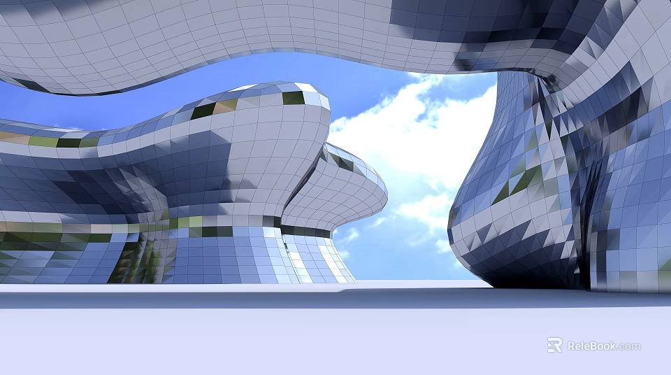 Modern Architectural Design Featuring Sleek Geometric Shapes And Reflective Metal Panels 3d model 
