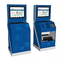 Modern Blue Commercial Self Service Kiosks With Touch Screens And Receipt Printers