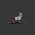 Cartoon Dog Game Movie Character 3D Model with Blue Mat and Tongue Out