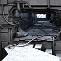 Sci Fi Industrial Corridor Featuring Metal Walls Exposed Pipes And Mechanical Structures 3d model