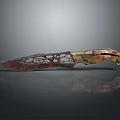 Artistic Decorative Knife With Hollowed Out Blade And Colorful Camouflage Handle