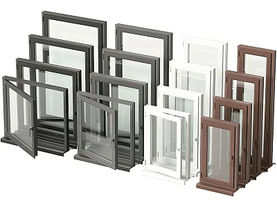 Various Window Frames In Different Colors And Styles For Home Use 3d model