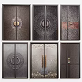 Creative Double Doors With Various Designs Decorative Elements Metal Textures And Wood Grain Details