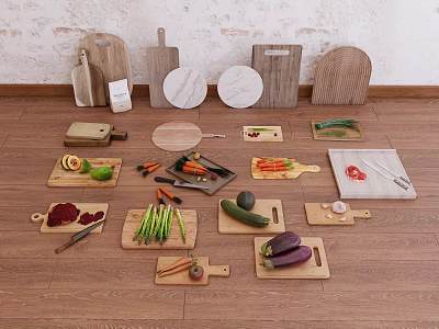Chopping board Food Cutter Vegetable Meat Kitchen Ornaments 3d model