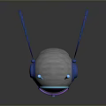 Mechanical Game and Movie Character With Blue Transparent Wings Glowing Eyes And Headphone Accents