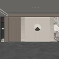 Modern Luxury Feature Wall Design With Wooden Panels Marble Accent And Round Wall Lamp